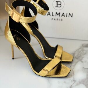 Balmain Uma Metallic Gold Leather Sandals